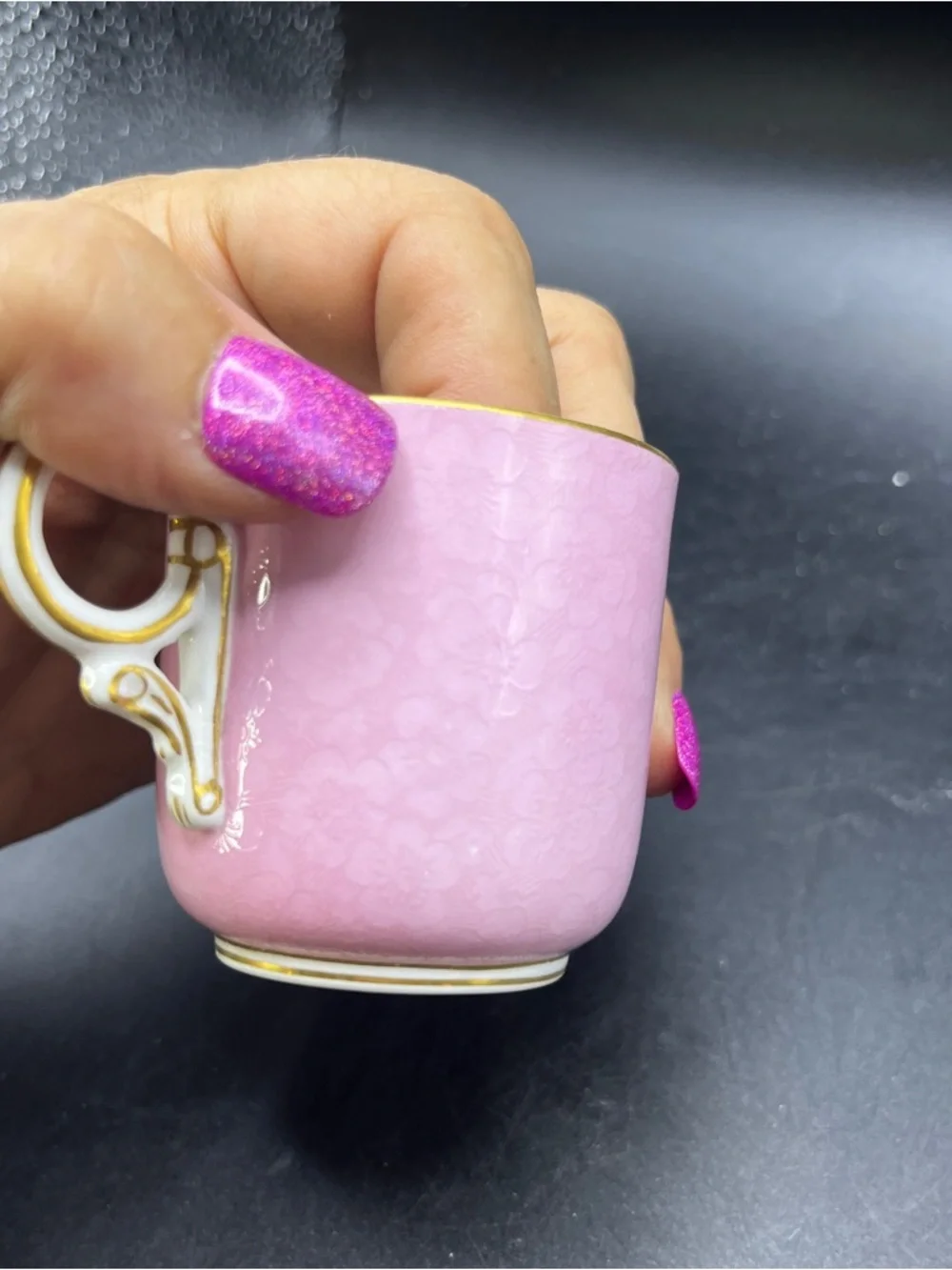 Antique Royal Worcester Pink  Cup Late 1890s Gold Trim Handle Patent